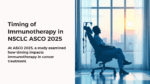 Silhouette of patient receiving immunotherapy in infusion chair at sunrise during ASCO 2025 study on timing in NSCLC