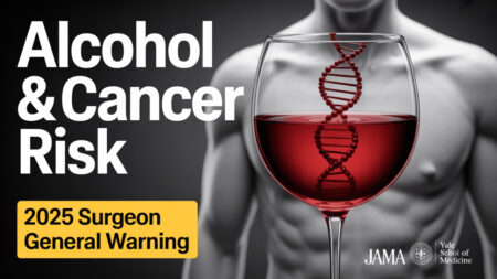 Infographic on alcohol-related cancer risks from 2025 US Surgeon General’s Advisory