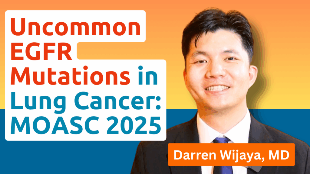 Dr. Darren Wijaya presenting research on uncommon EGFR mutations in lung cancer at MOASC Spotlight 2025
