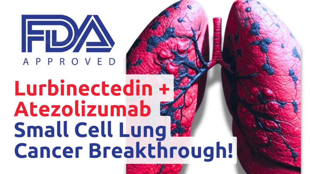 FDA approves lurbinectedin atezolizumab ES-SCLC breakthrough with red lung cancer image for oncology experts